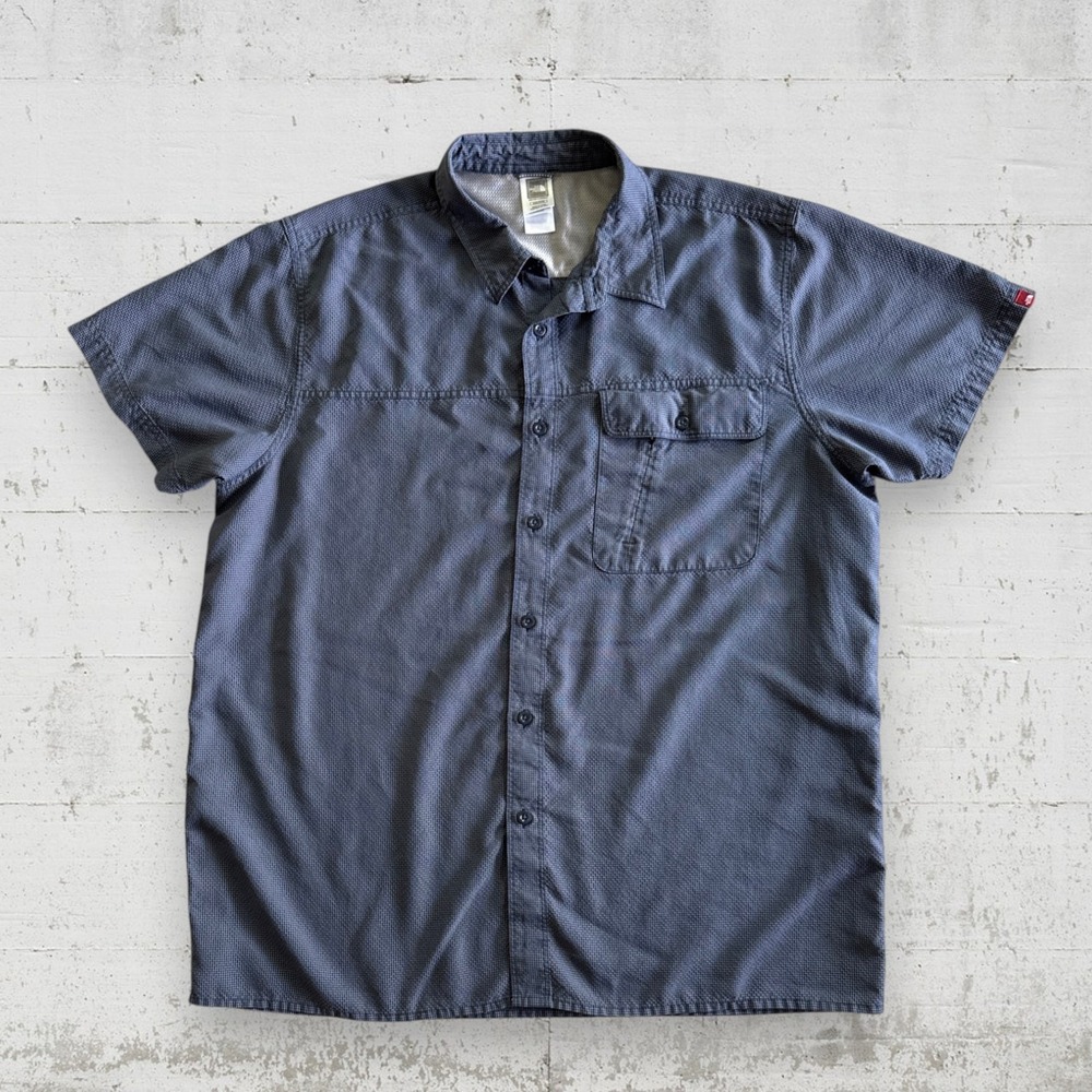 The North Face Shirt Mens XXL Blue Button Front Cotton Outdoor Hiking Fishing